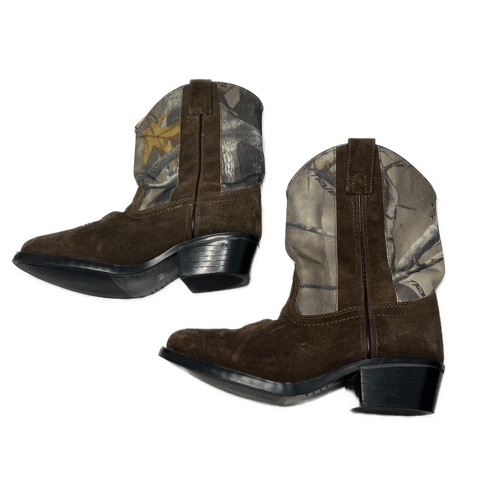 Masterson Boot Co. Boy's Size 13.5 Suede & Camo Canvas Western Cowboy Boots - Picture 9 of 12